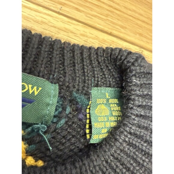 Embassy Row Sweater Men Large Pullover Wool Knit Argyle Vintage Blue Green - Picture 4 of 10